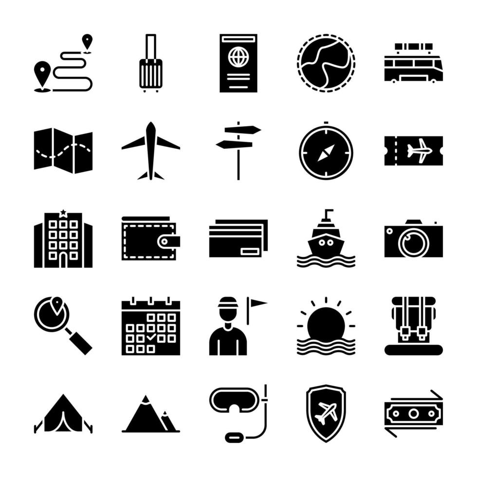 conjunto de viaje icono vector