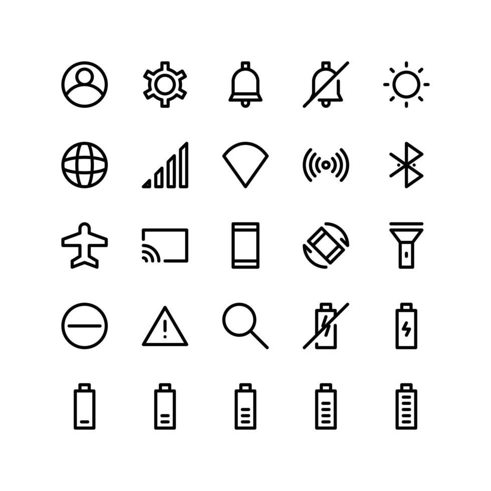 set of ui icon for mobile apps vector