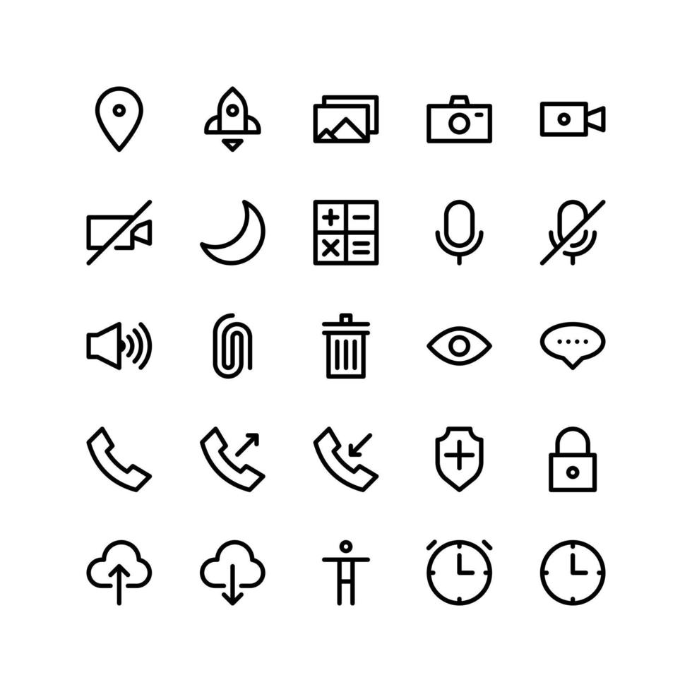 set of ui icon for mobile apps vector