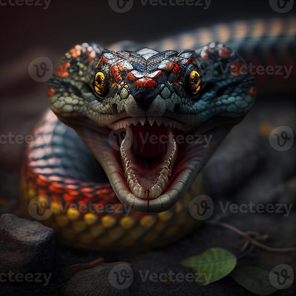 serpiente cerca arriba imagen generativo ai foto