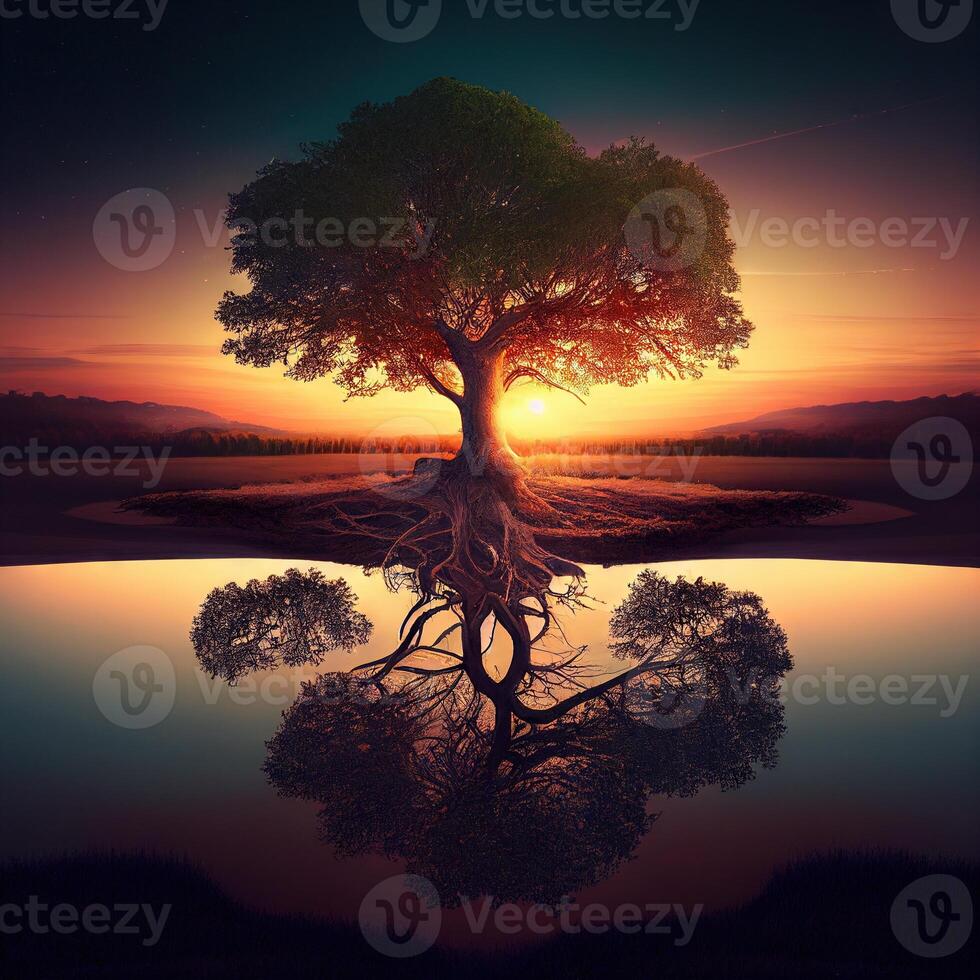 hermosa árbol paisaje imagen generativo ai foto