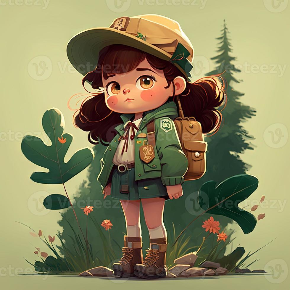 childrens character design cute panicky young Girl photo