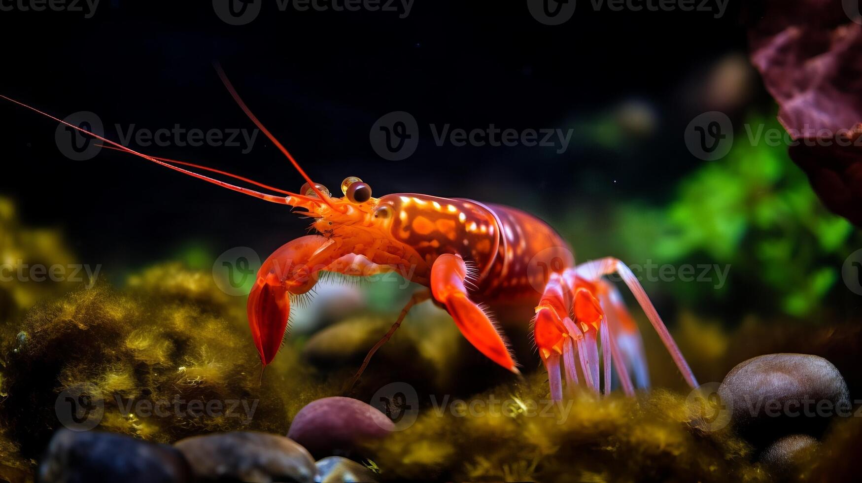 stunning breathtaking vibrant shrimp on the sea land photo