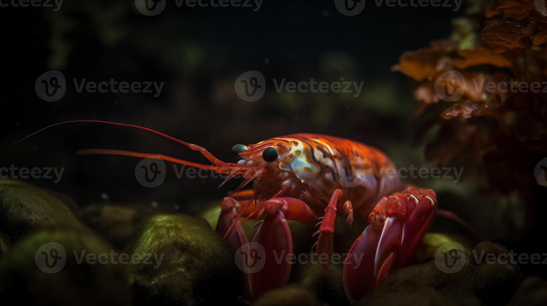 A picture of stunning breathtaking vibrant shrimp under the sea photo