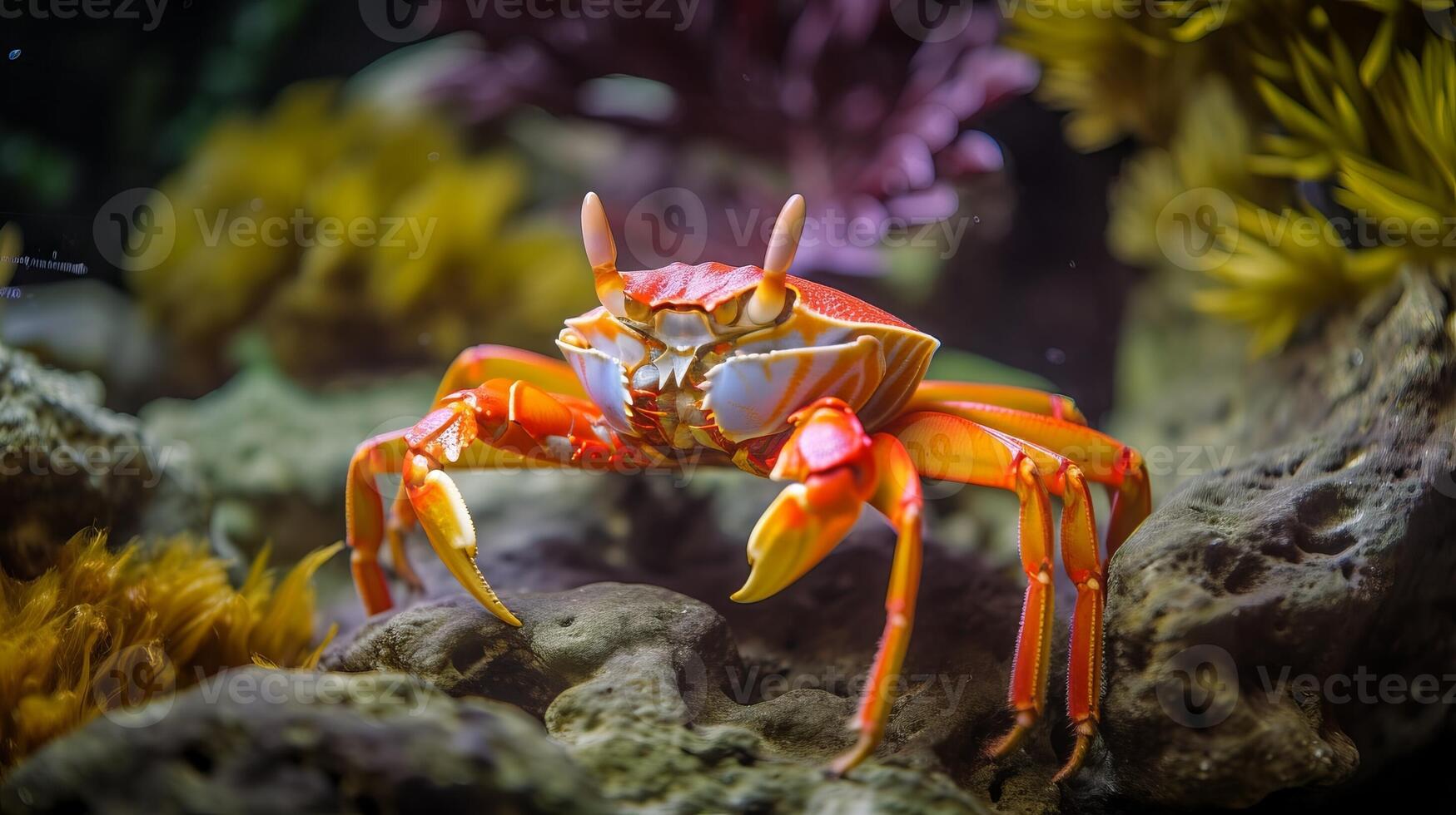 maravilloso asombroso vibrante cangrejo en propio habitat generativo ai foto