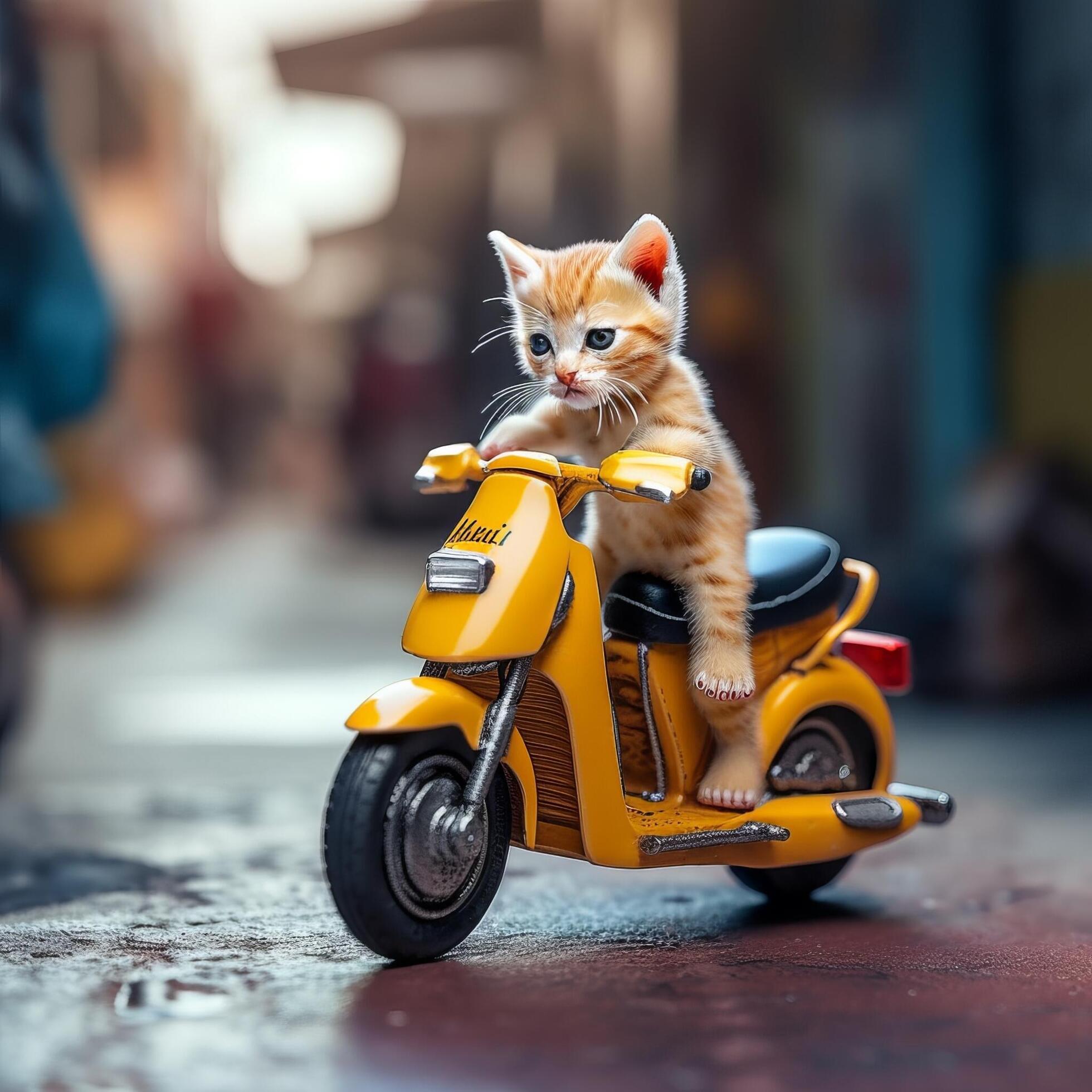 the smallest cat ride on the motorcycle 22316401 Stock Photo at Vecteezy