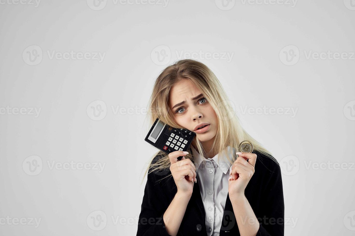 business woman virtual money cryptocurrency bitcoin finance photo