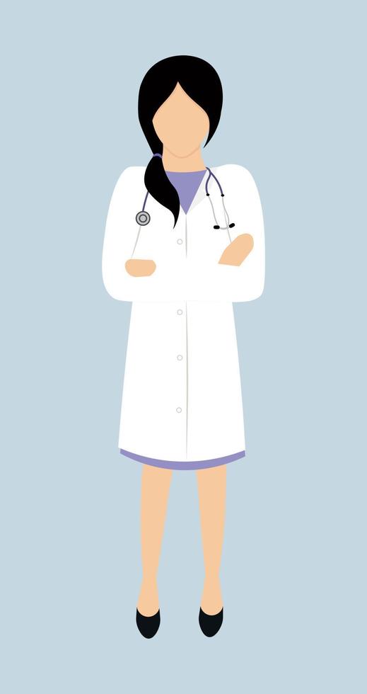 Woman doctor in a white medical coat. Vector illustration