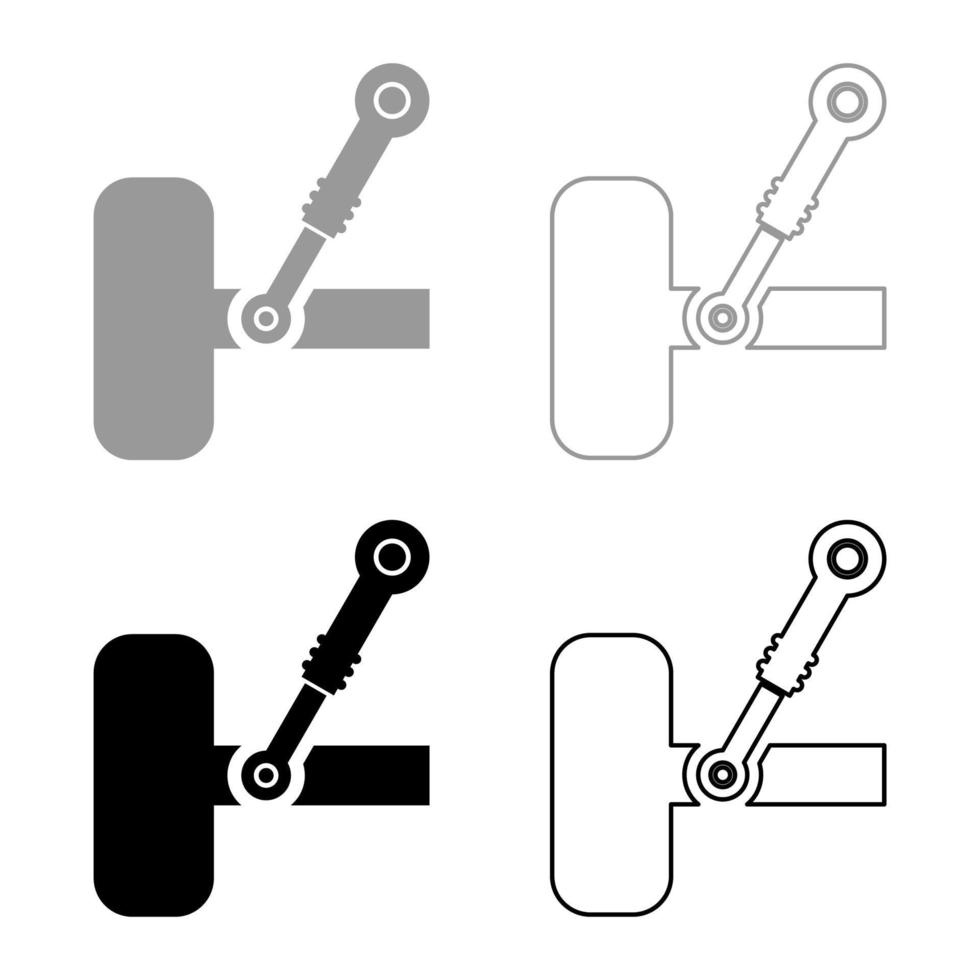 Wheel and shock absorber car suspension system auto service set icon grey black color vector illustration image solid fill outline contour line thin flat style