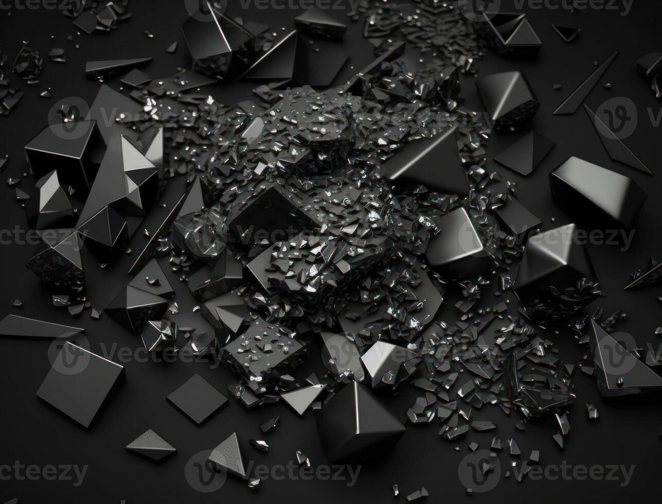 Abstract black geometric background Various triangles shapes Flat lay created with technology photo