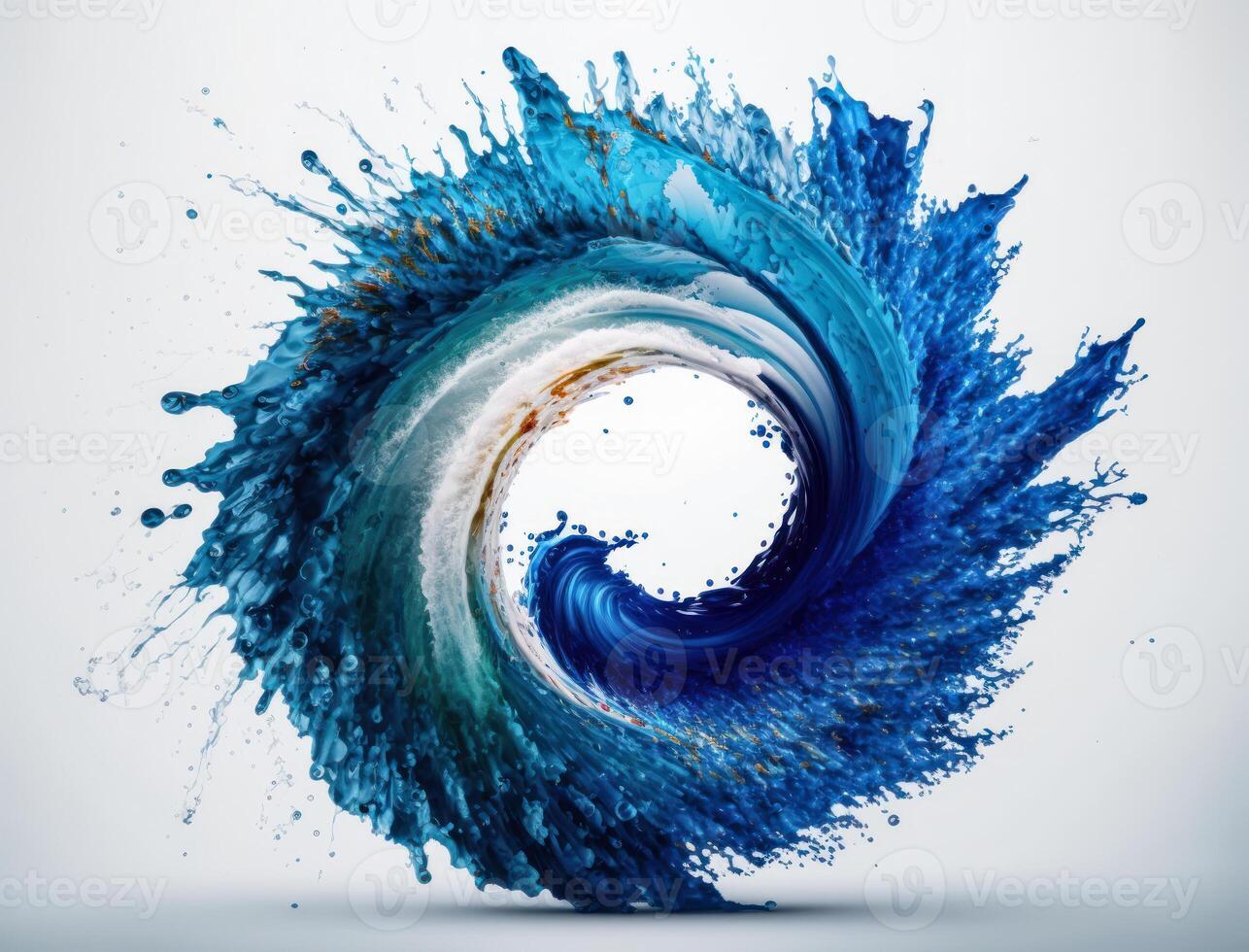 Radial spiral water splash background created with technology photo