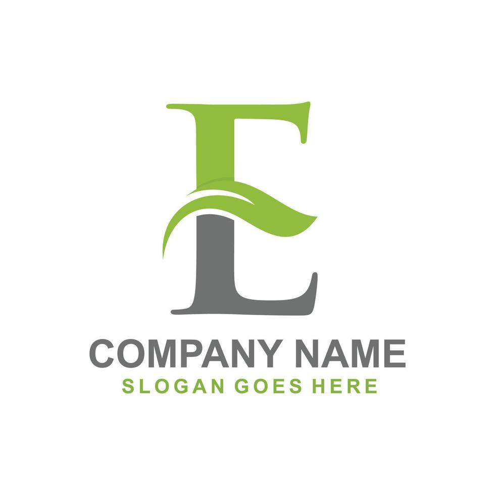 Letter E leaf initial logo vector