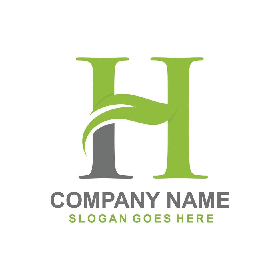 Letter H leaf initial logo vector