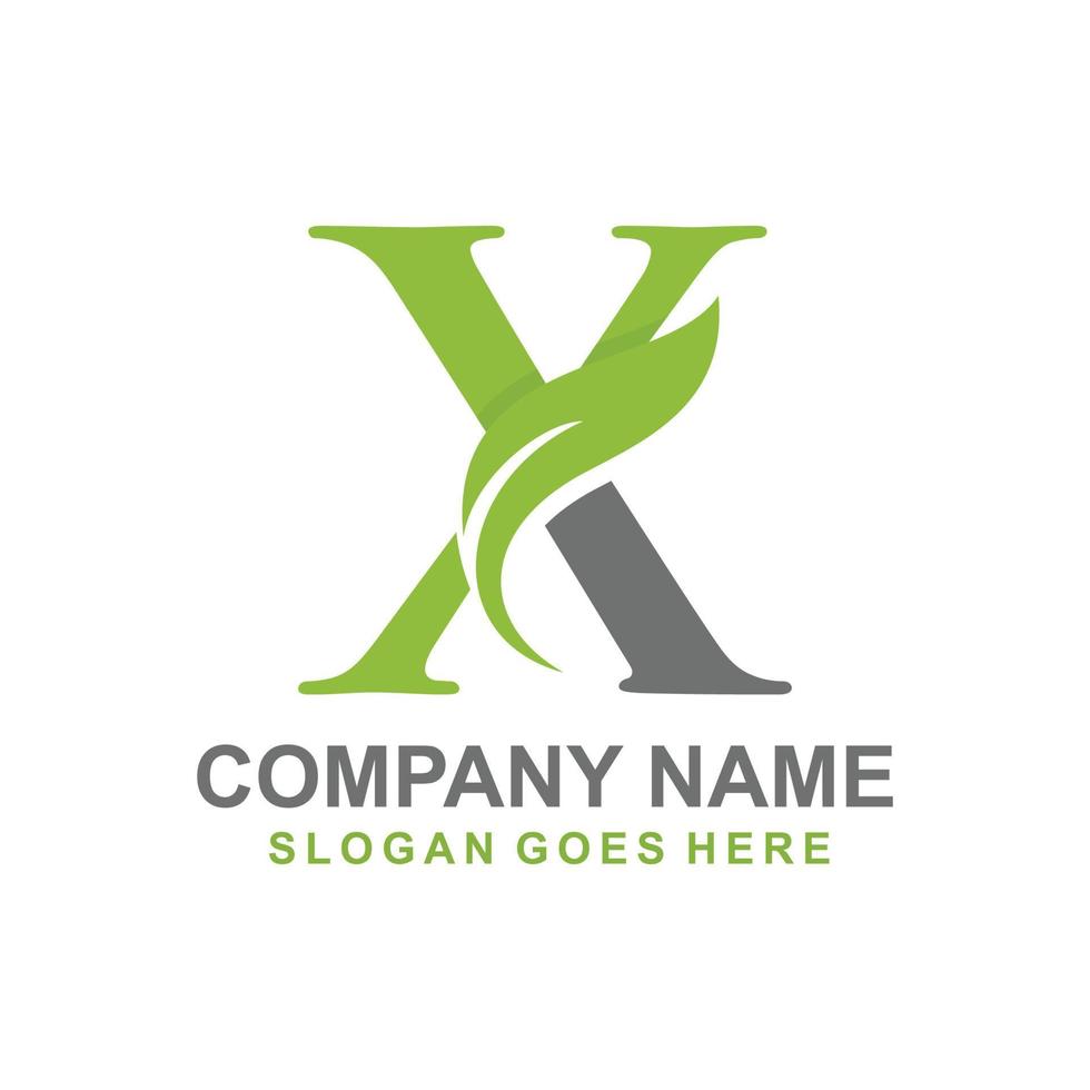 Letter X leaf initial logo vector