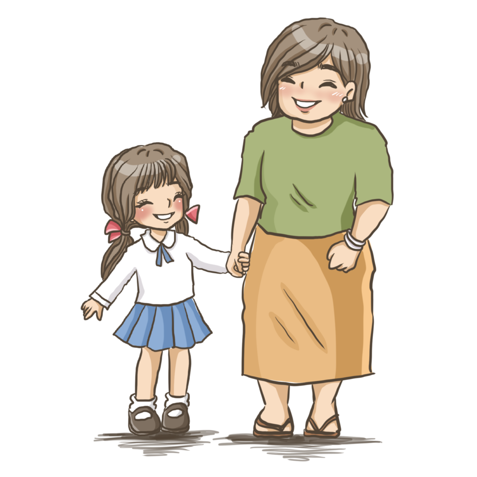 family parent child cartoon doodle kawaii anime coloring page cute illustration drawing clip art character chibi manga comic png