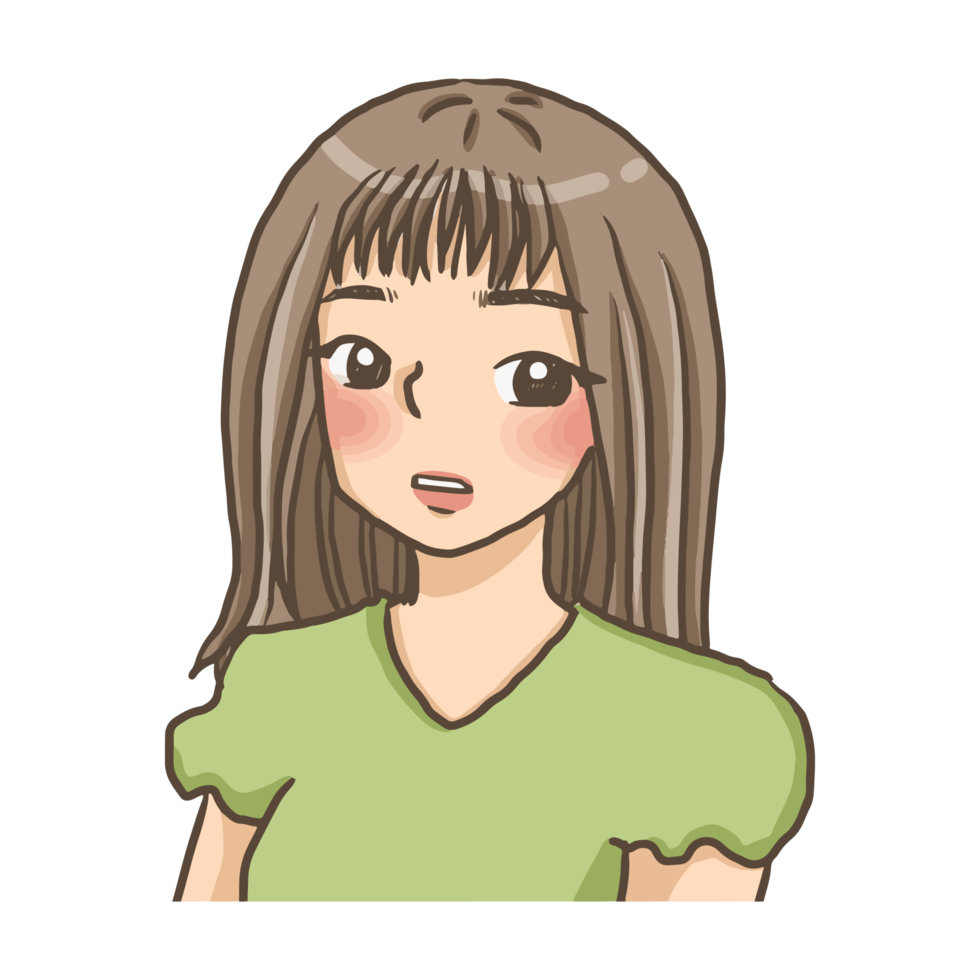 donna profilo cartone animato scarabocchio kawaii anime colorazione pagina carino illustrazione disegno clip arte personaggio chibi manga comico png