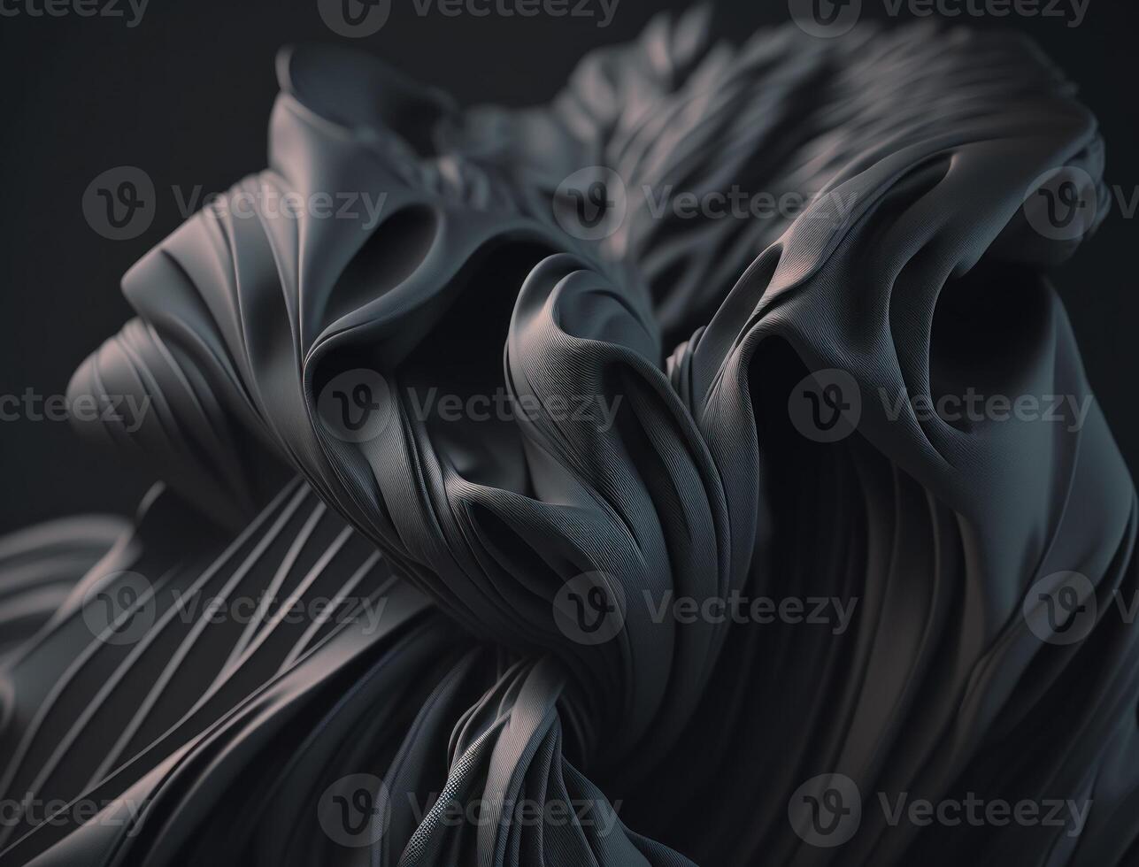Lines and folds of fabric in dark metallic tones created with technology photo