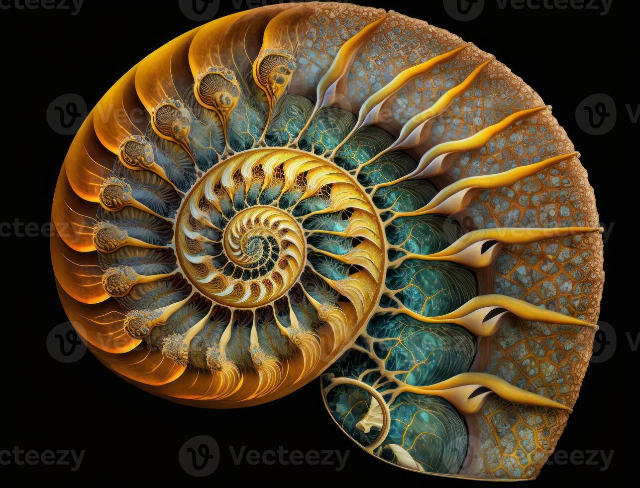 Ammonite fossil background created with technology photo