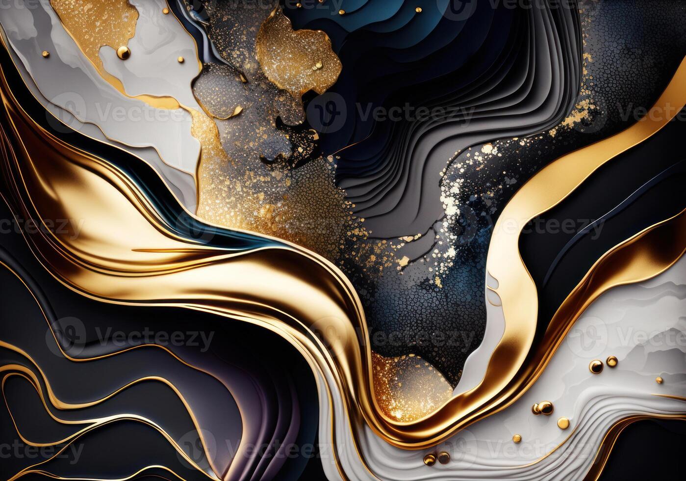 Abstract wave lines background Marble stone texture background material with elements of semi-precious stones and gold created with technology photo
