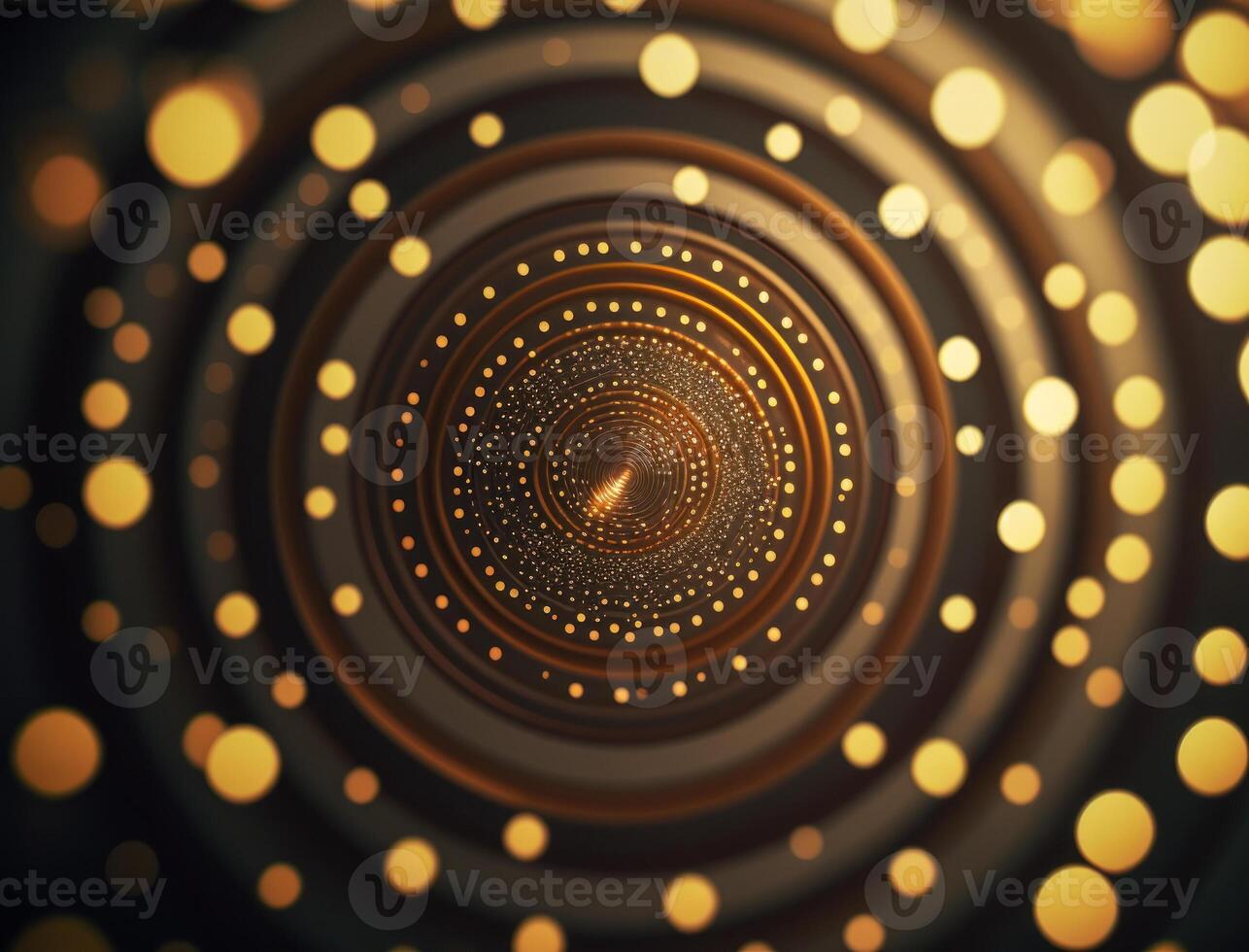 Concentric golden rings shapes Abstract geometric background created with technology photo