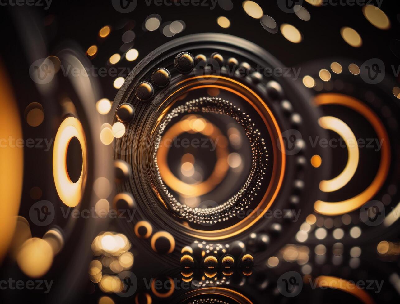 Concentric golden rings shapes Abstract geometric background created with technology photo