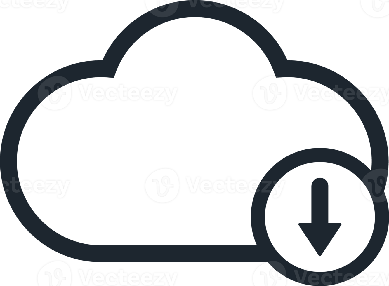 Cloud icon and arrow down symbol. png