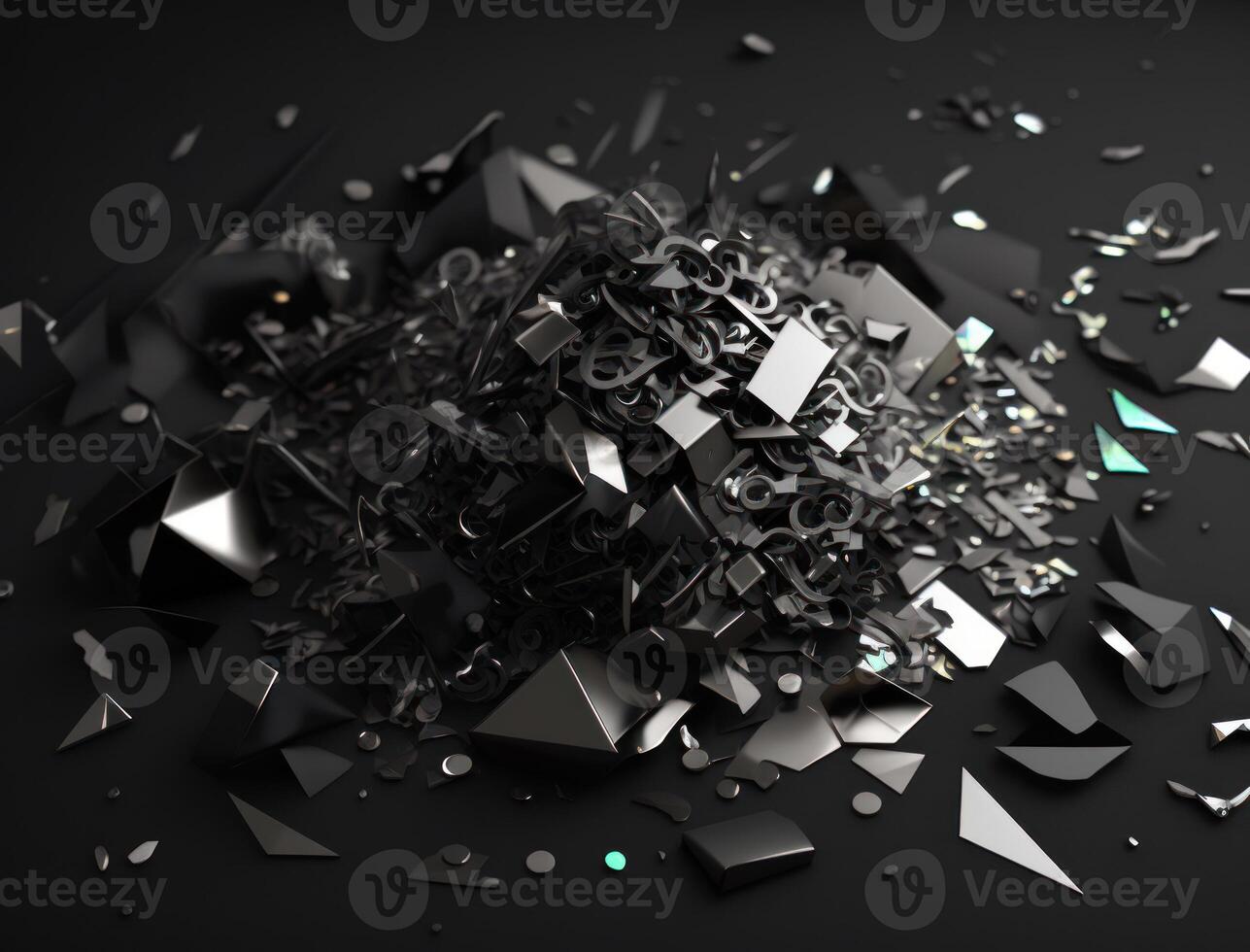 Abstract black geometric background Various shapes Flat lay created with technology photo