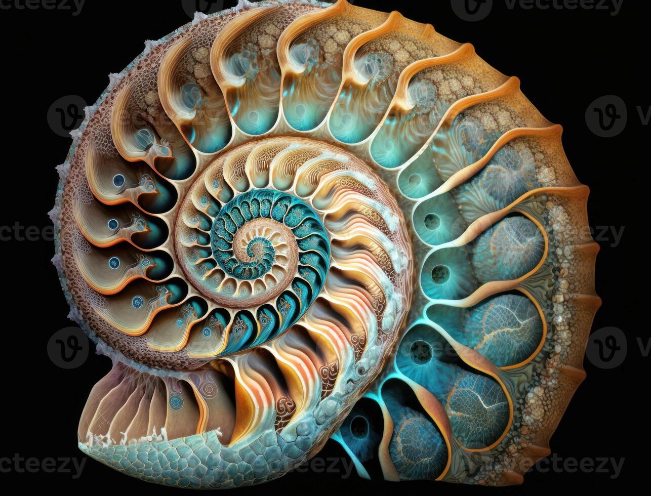 Ammonite fossil background created with technology photo