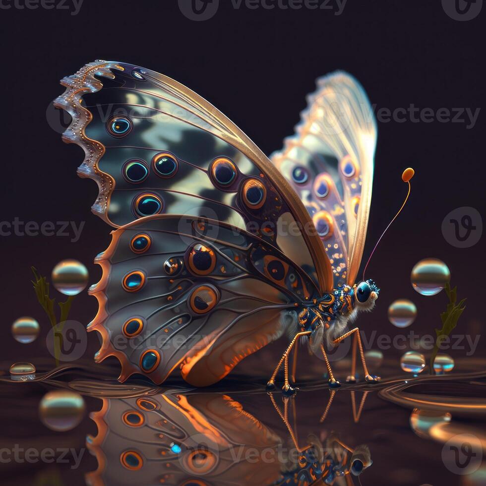 Abstract fantasy colorful butterfly background created with technology photo