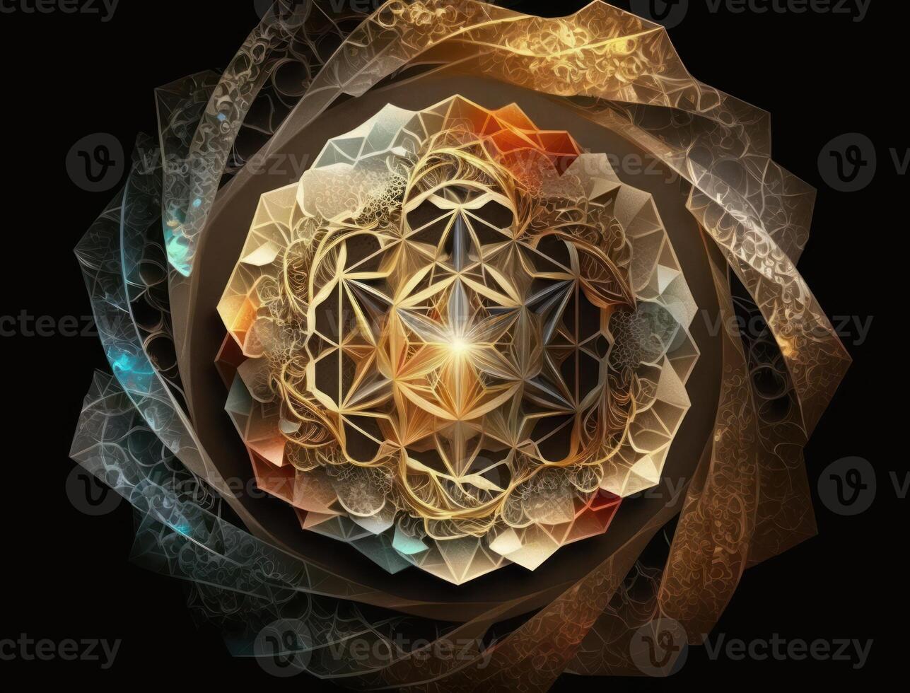 Fractal mandala Sacred geometry background created with technology photo