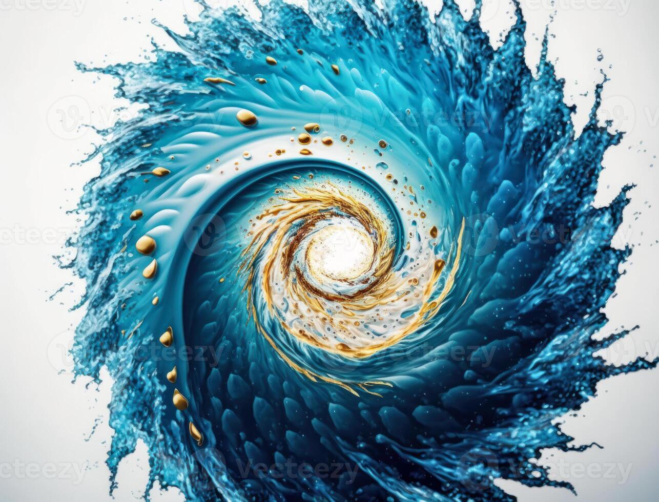 Radial spiral water splash background created with technology photo