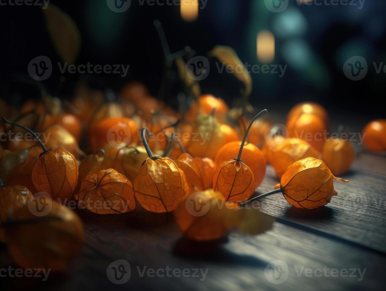 Beautiful organic background of freshly picked physalis created with technology photo