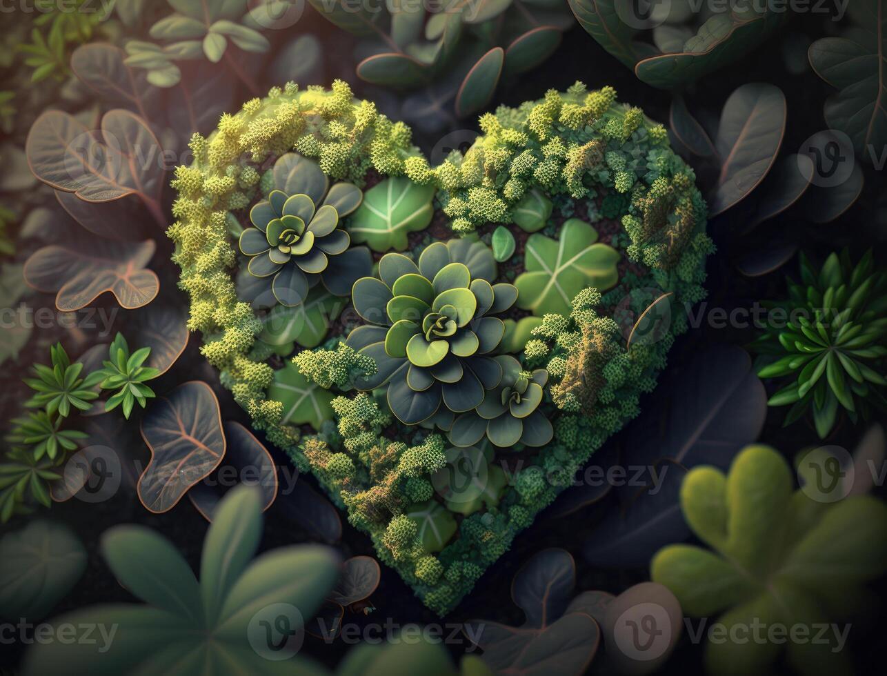 Green heart that represents environmental protection created with technology photo