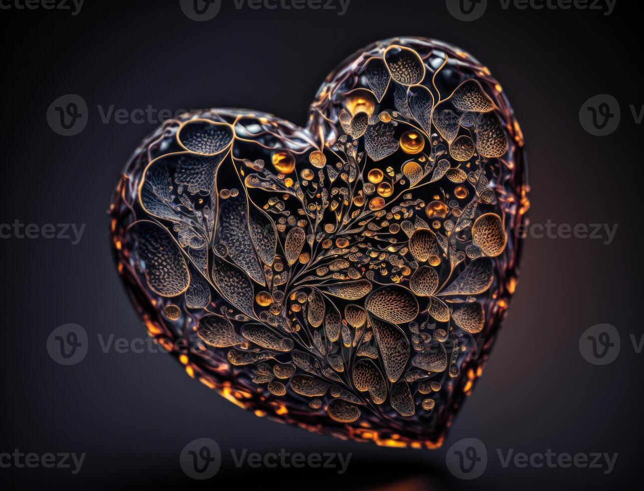 Realistic translucent heart shaped crystal zircon, natural gemstone technology photo