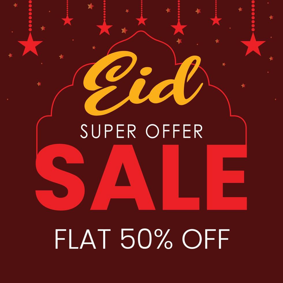 Super sale offer. Eid sale poster template design vector