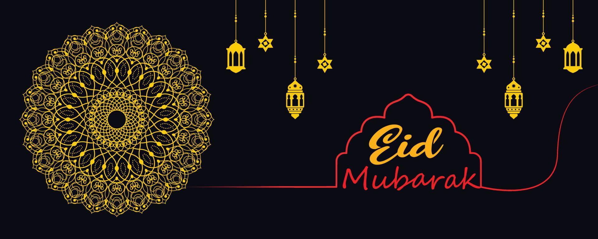 eid mubarak greeting banner template design vector