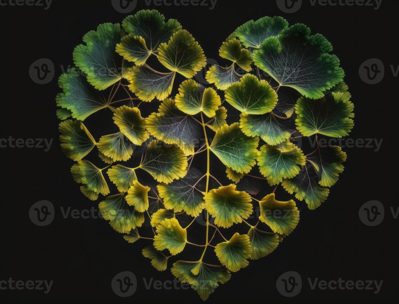 Green heart made by Ginkgo biloba leaves Environmental protection concept created with technology photo