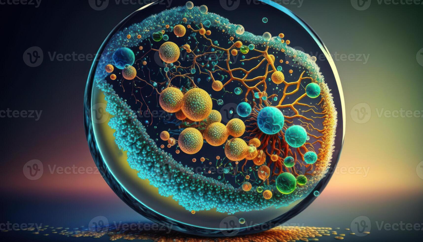 Bacteria and virus cells World under the microscope created with technology photo