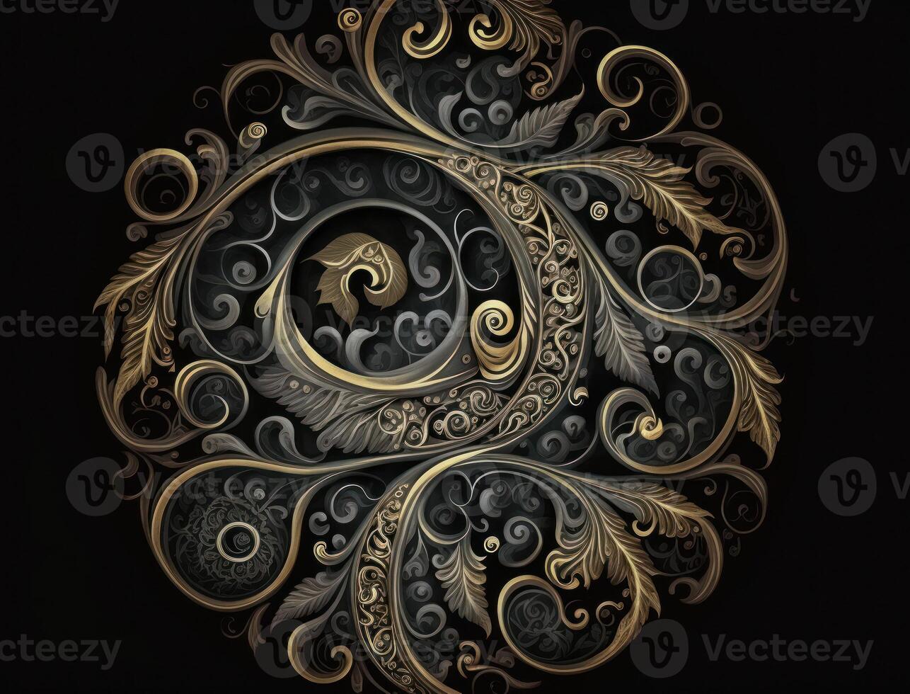 Royal vintage Victorian Gothic background Rococo venzel and whorl created with technology photo