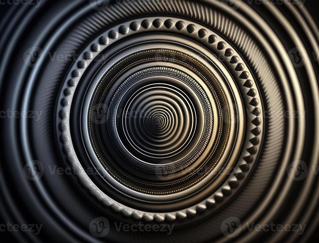 Concentric golden rings shapes Abstract geometric background created with technology photo