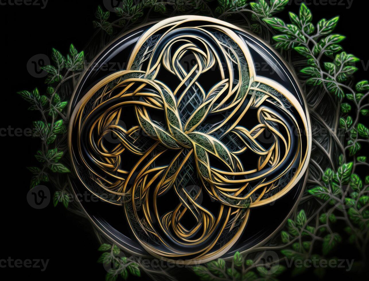 Ethnic celtic ornaments Esoteric vegetal background created with technology photo