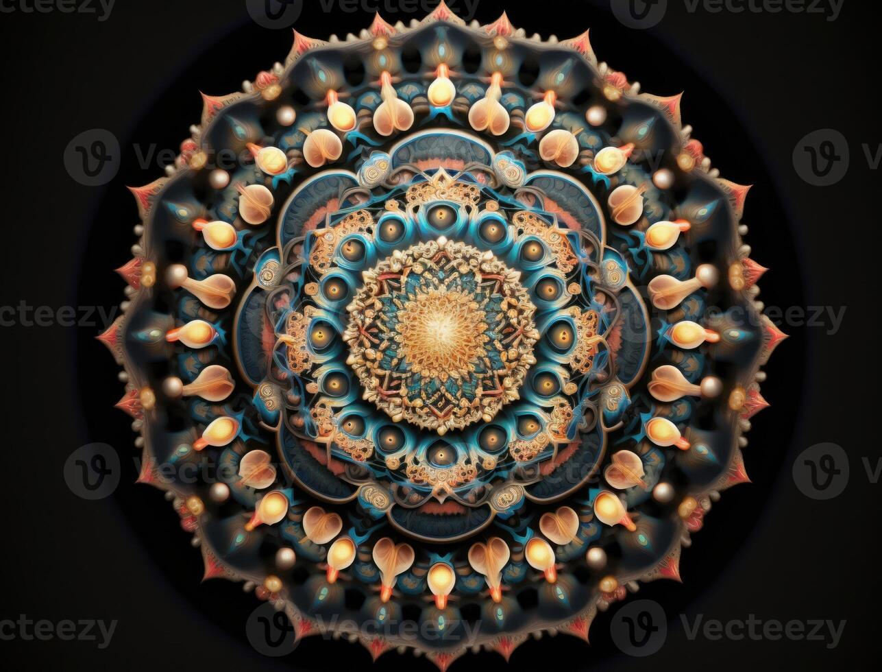 Fractal mandala Sacred geometry background created with technology photo