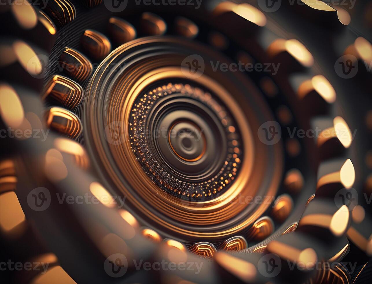 Concentric golden rings shapes Abstract geometric background created with technology photo