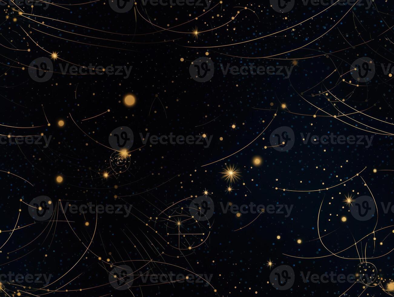 Starry sky space background seamless pattern in dark blue and green colors created with technology photo