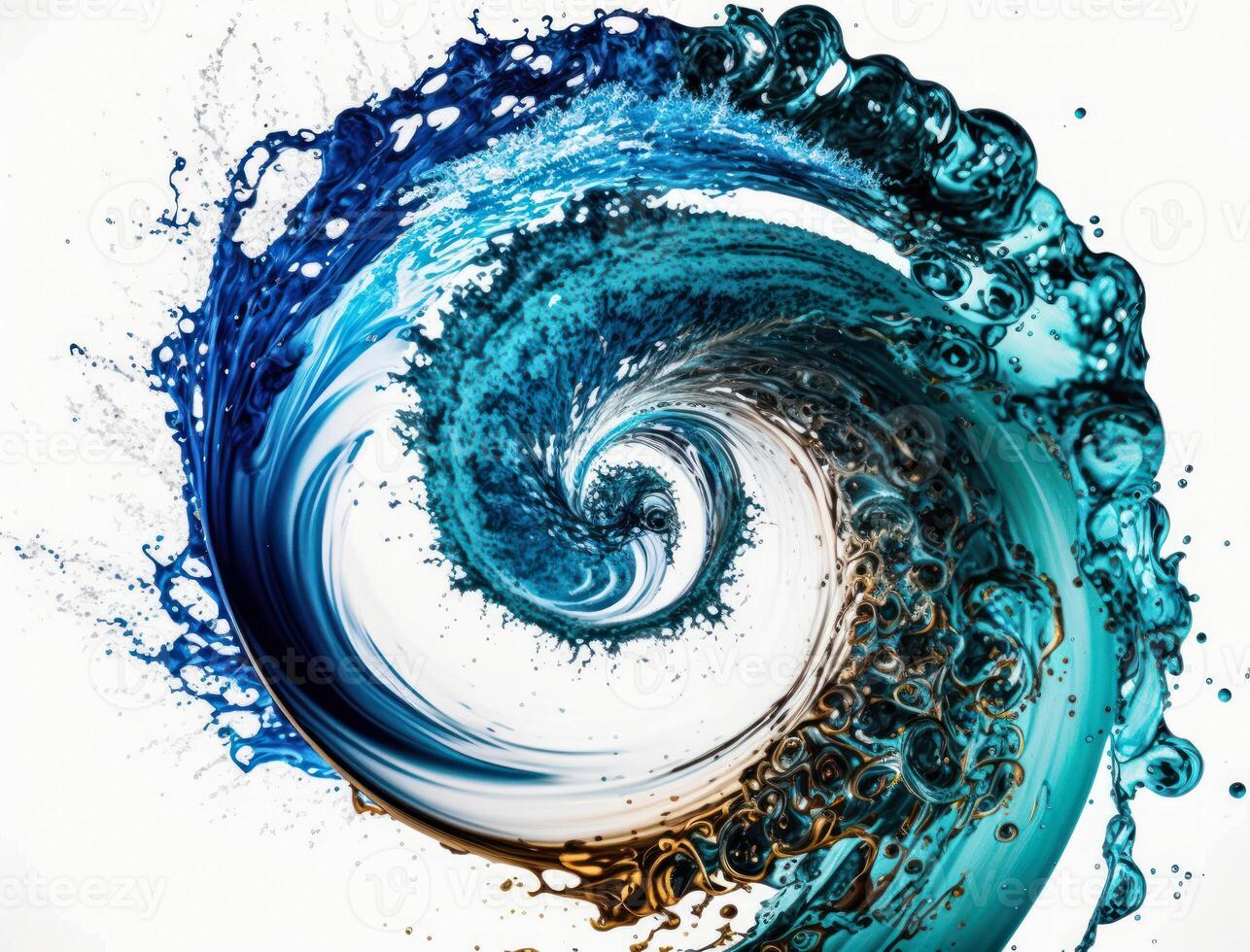 Radial spiral water splash background created with technology photo