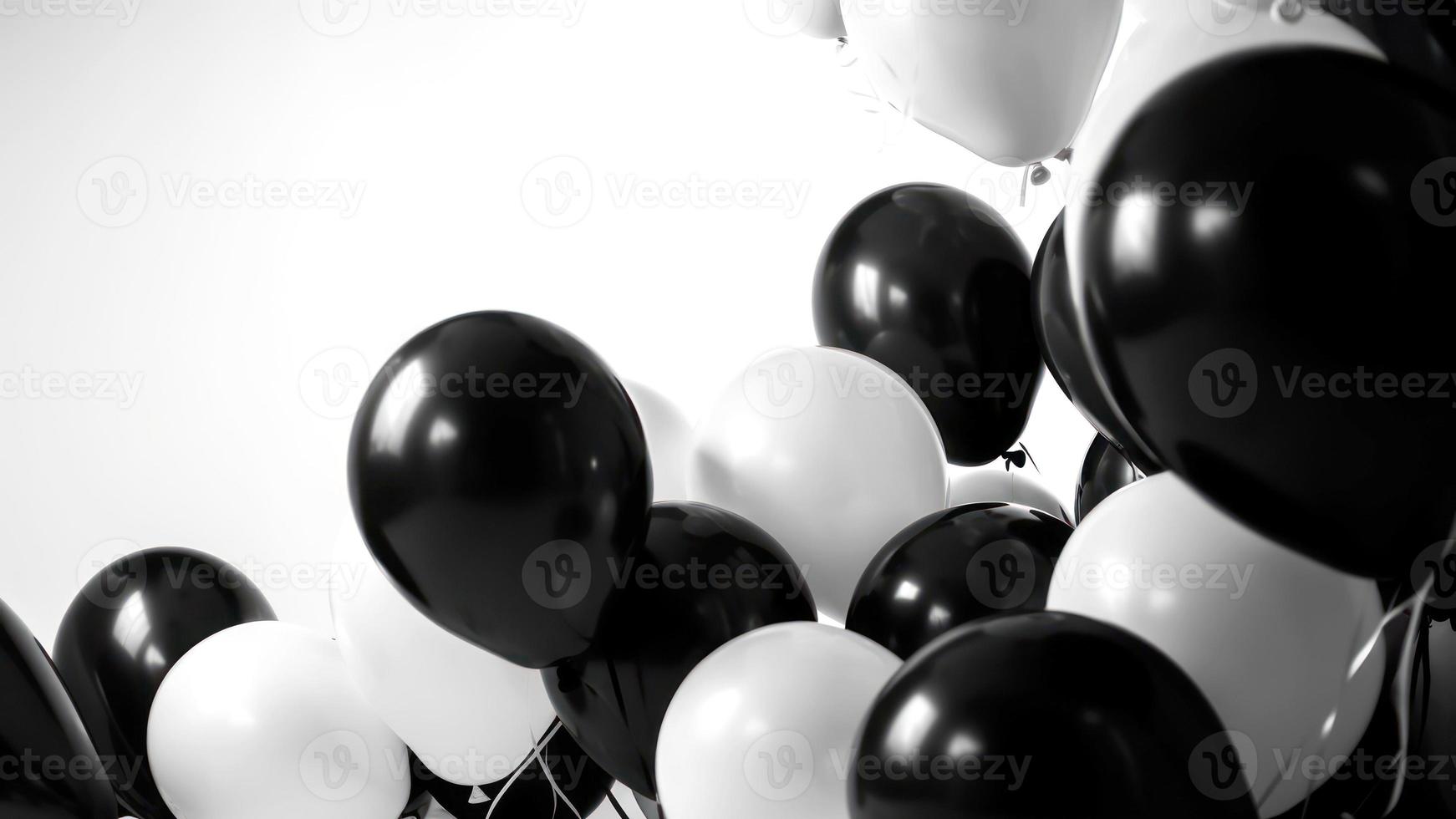 Black and white balloon on white background with copy space. photo