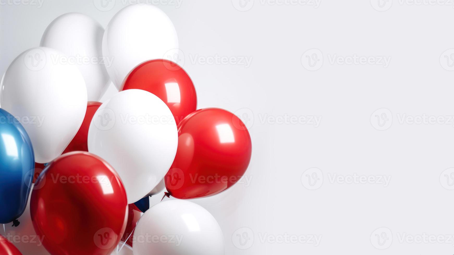 Blue red and white balloon on white background with copy space. photo