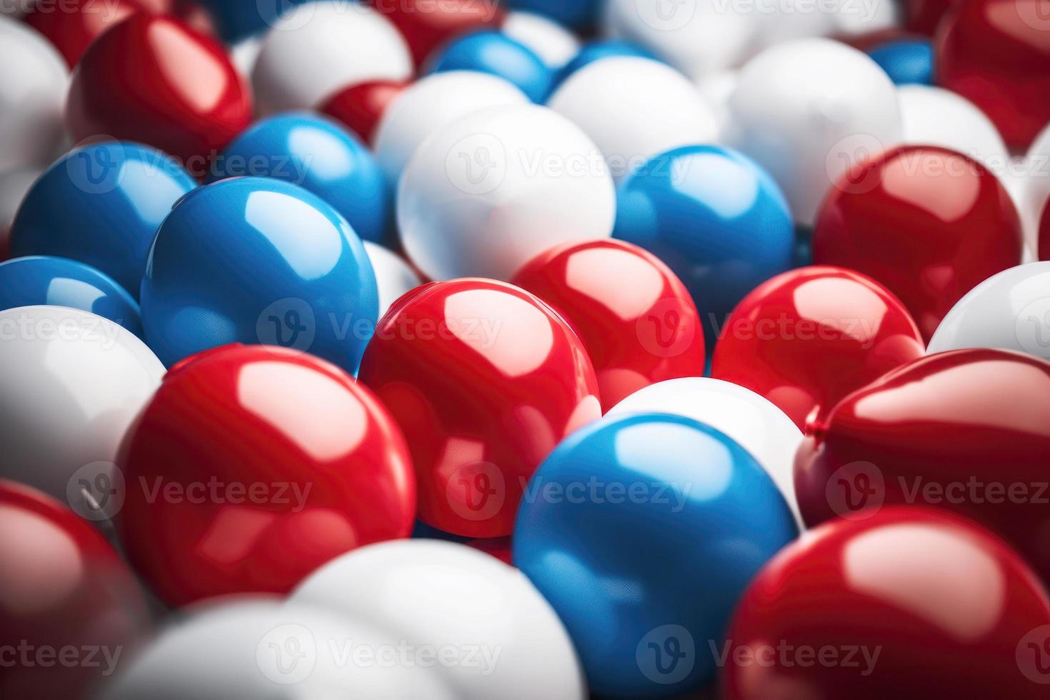 Blue red and white balloon on white background with copy space. photo