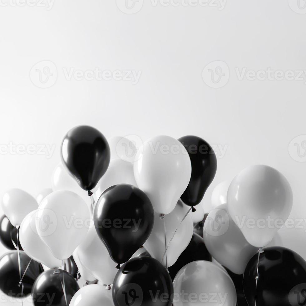 Black and white balloon on white background with copy space. photo