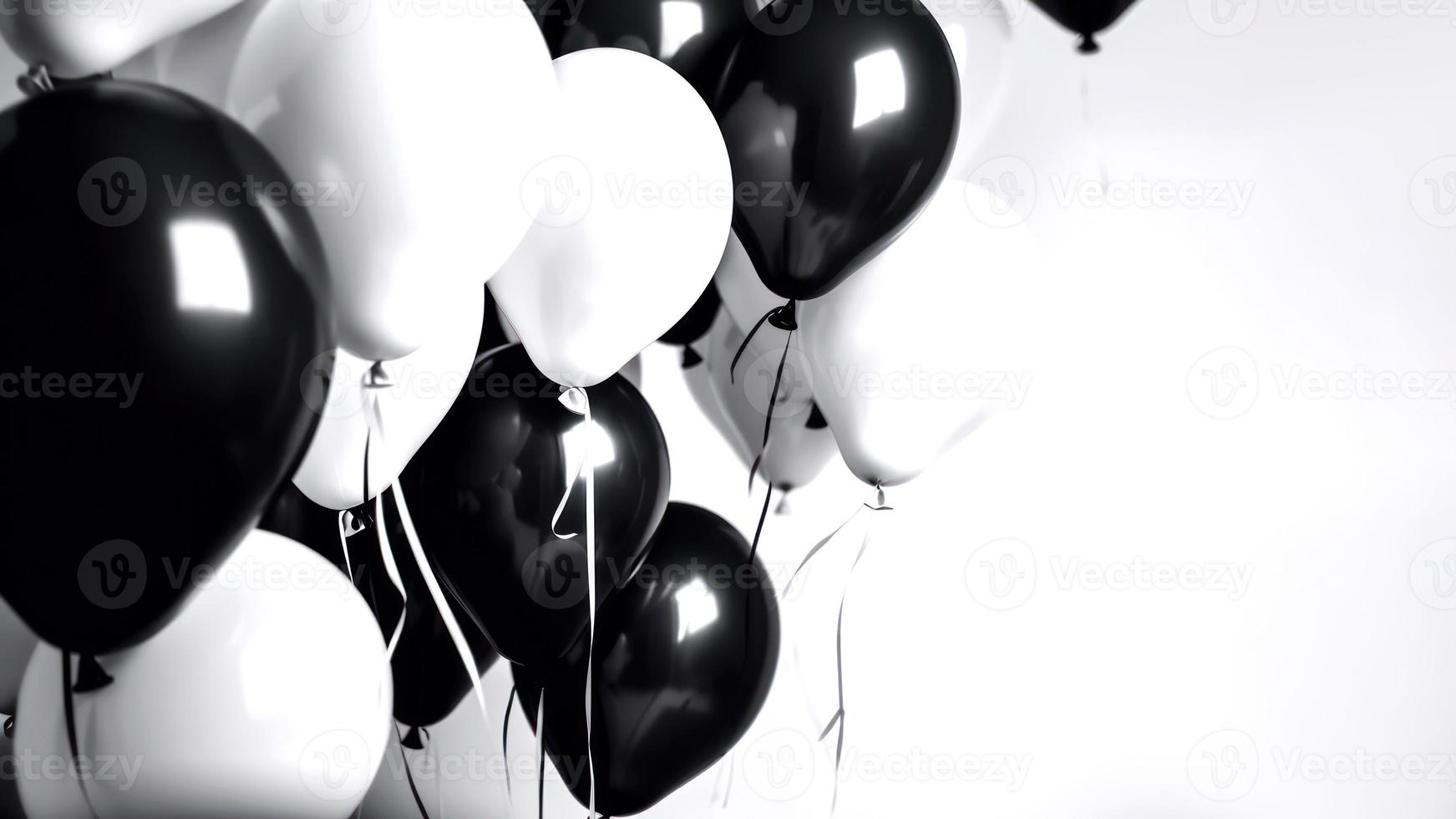 Black and white balloon on white background with copy space. photo